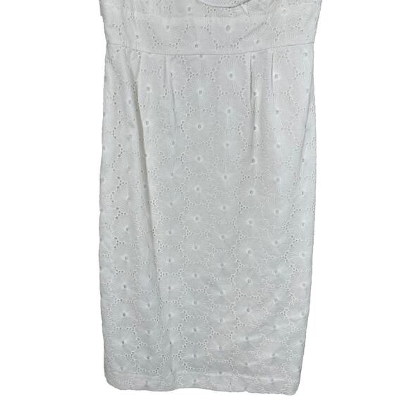 Antonio Melani Cocktail White Dress Mini Tank Keyhole Ruffle V-Neck Zipper Sz 2 - Picture 7 of 16